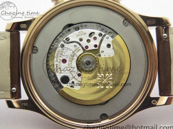 MIROTIME 0323 Calatrava 5524R Pilot Travel Time RG GRF Brown Dial on Brown Leather Strap MIYOTA TopPick 7155